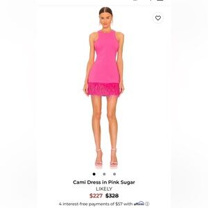 Likely Pink Sleeveless Mini Dress with Feathered Hem